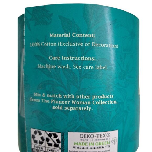 Pioneer Woman Petal Party Stripe 300 Thread Count Home Bed Floral Pillowcase 2 - Picture 8 of 8